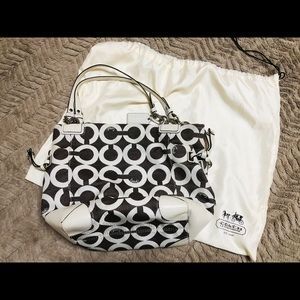 Coach Peyton Expresso Canvas Op Art Signature Bag